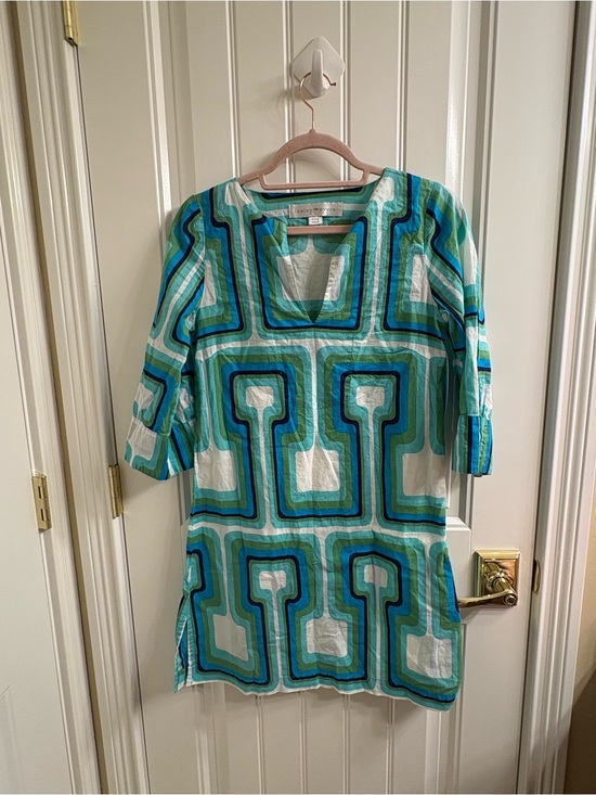 Leslie Evers Dresses & Skirts - Lesley Evers Ellie Light Cotton Tunic Dress XS Made in CA Beach Blue Green